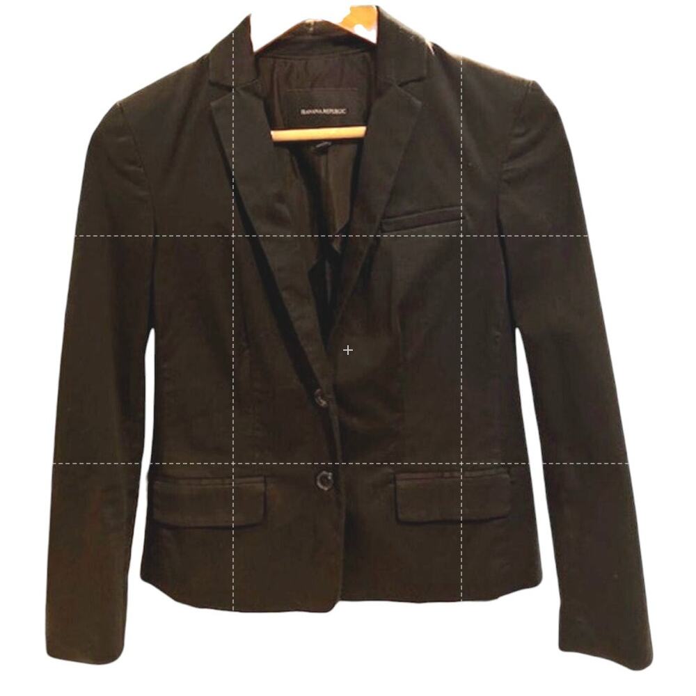 BANANA REPUBLIC Black Stretch Corpcore Cotton Modal Business Casual Blazer Sz 0